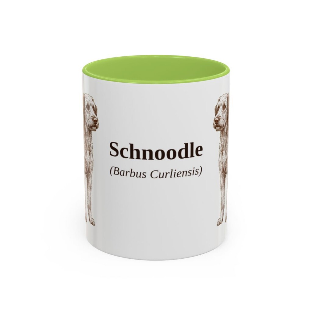 11oz Schnoodle Latin Mug, Light Green, front view