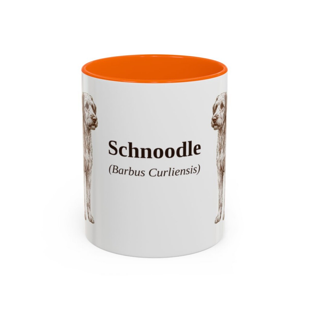 11oz Schnoodle Latin Mug, Orange, front view