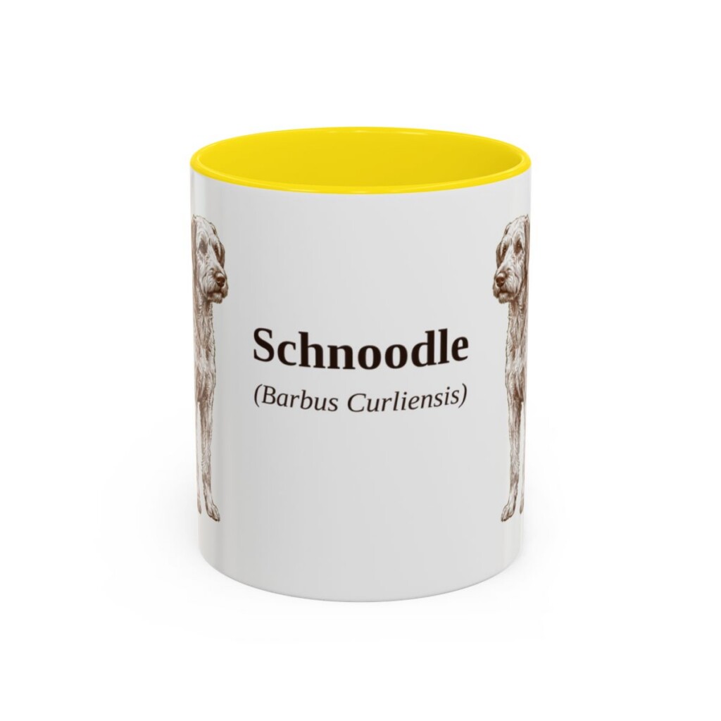 11oz Schnoodle Latin Mug, Yellow, front view