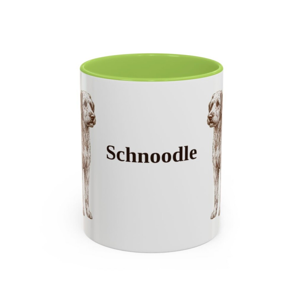 11oz Schnoodle Mug, Light Green, front view
