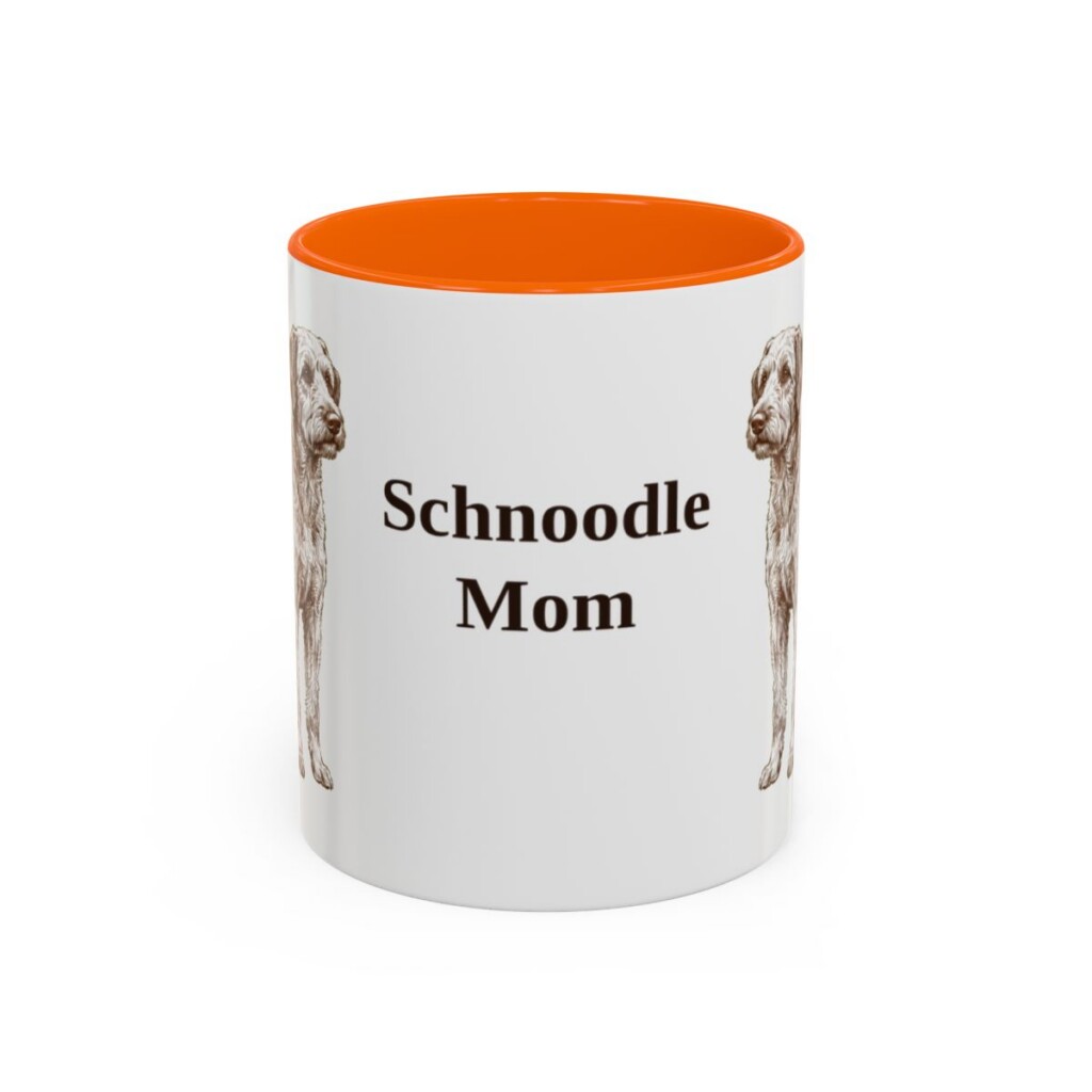 11oz-schnoodle-mug-mom-orange 11oz Schnoodle Dog Mom Mug, Orange, front view