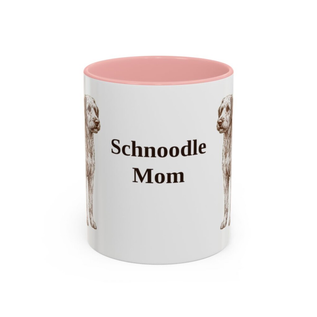 11oz-schnoodle-mug-mom-pink 11oz Schnoodle Dog Mom Mug, Pink, front view
