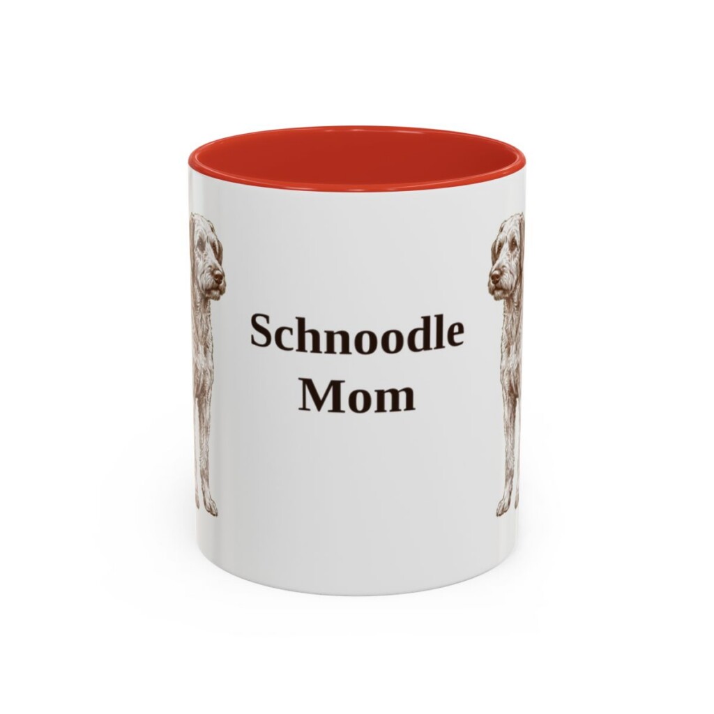 11oz-schnoodle-mug-mom-red 11oz Schnoodle Dog Mom Mug, Red, front view