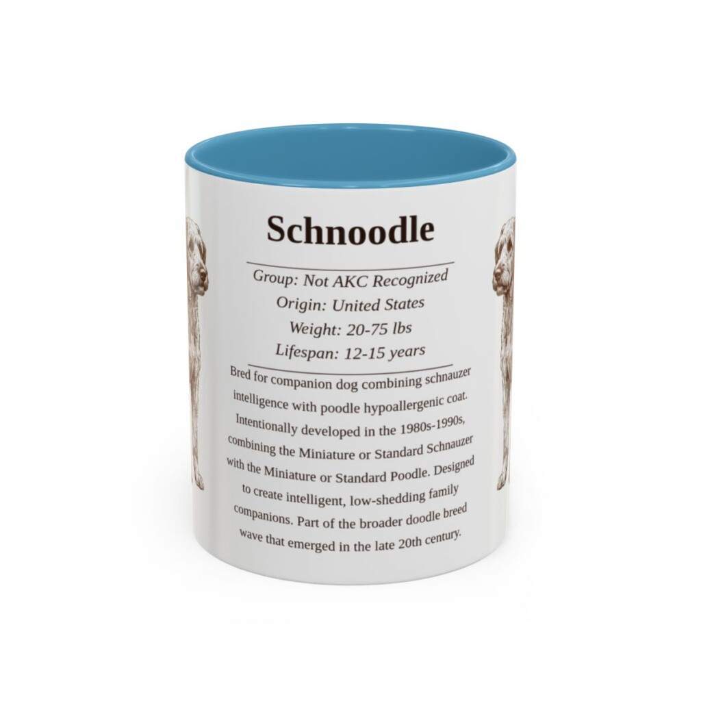 11oz Schnoodle Mug, Light Blue, front view