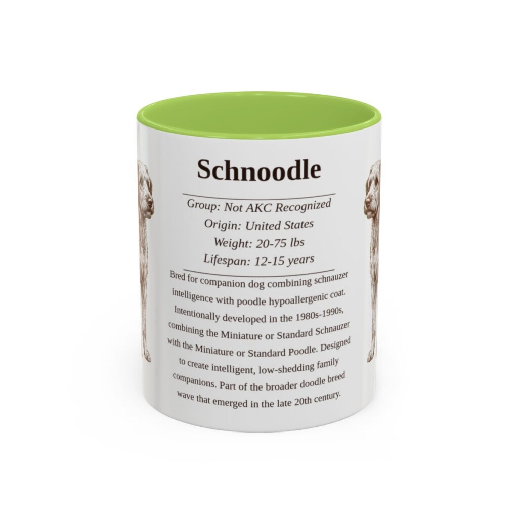 11oz Schnoodle Mug, Light Green, front view