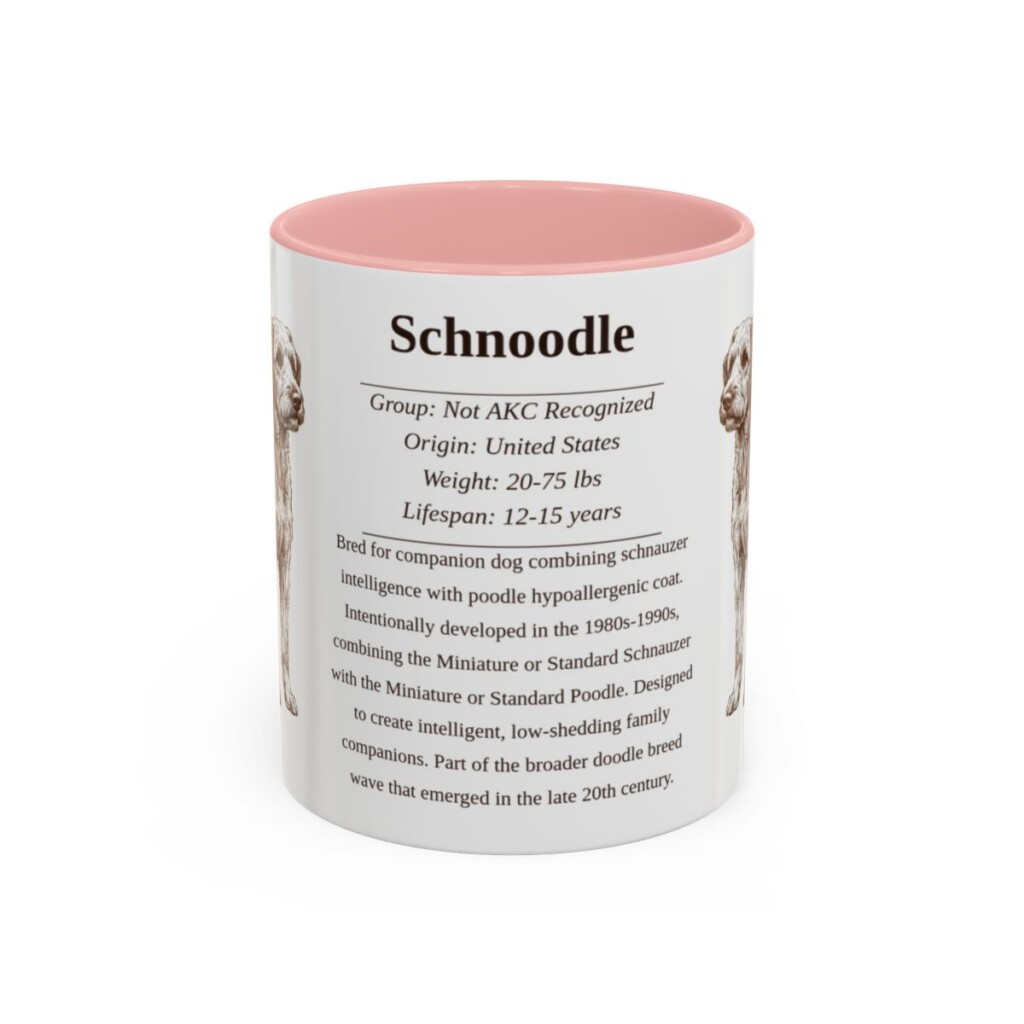11oz Schnoodle Mug, Pink, front view