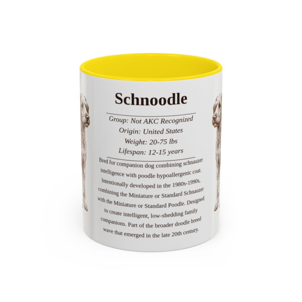 11oz Schnoodle Mug, Yellow, front view