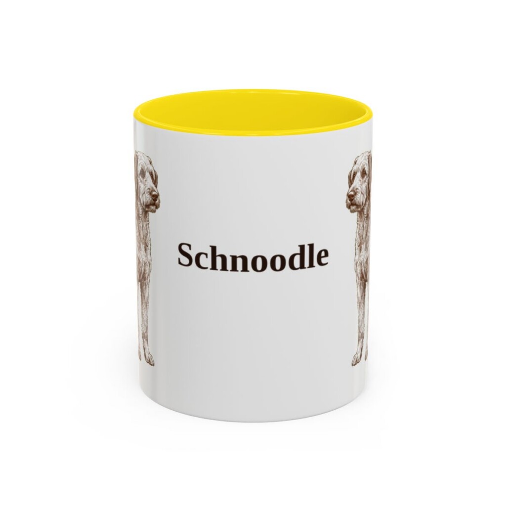 11oz Schnoodle Mug, Yellow, front view