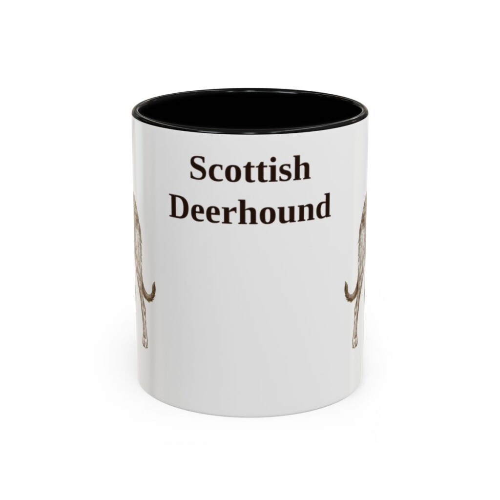 11oz Scottish Deerhound Mug, Black, front view