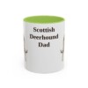 11oz Scottish Deerhound Dog Dad Mug, Light Green, front view