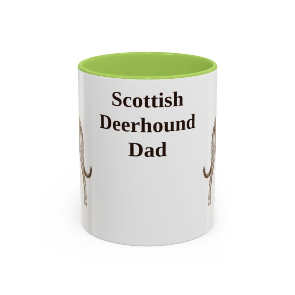 11oz Scottish Deerhound Dog Dad Mug, Light Green, front view