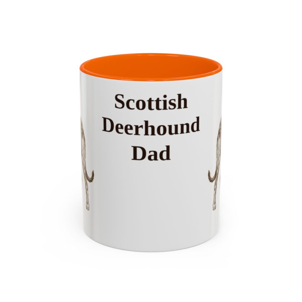 11oz Scottish Deerhound Dog Dad Mug, Orange, front view