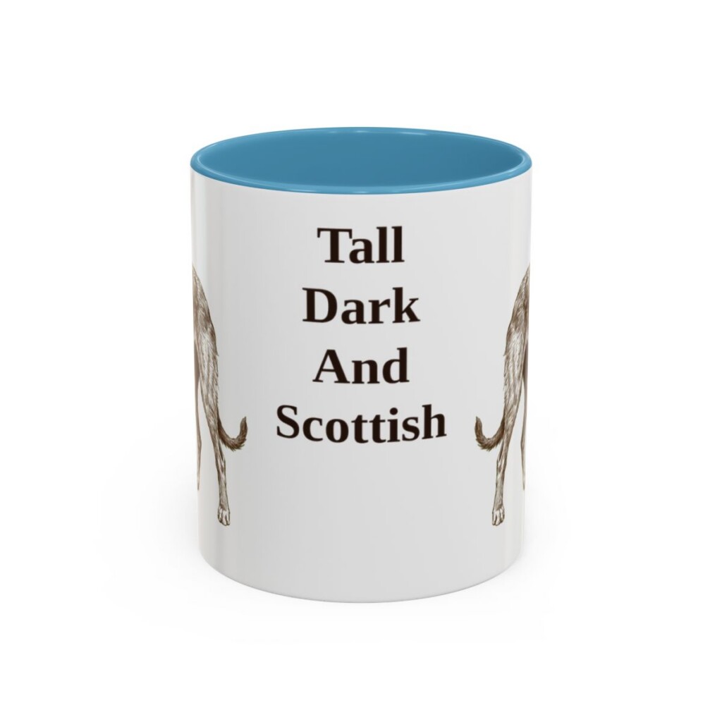 11oz-scottish-deerhound-mug-humor-light-blue 11oz Funny Scottish Deerhound Mug, Light Blue, front view
