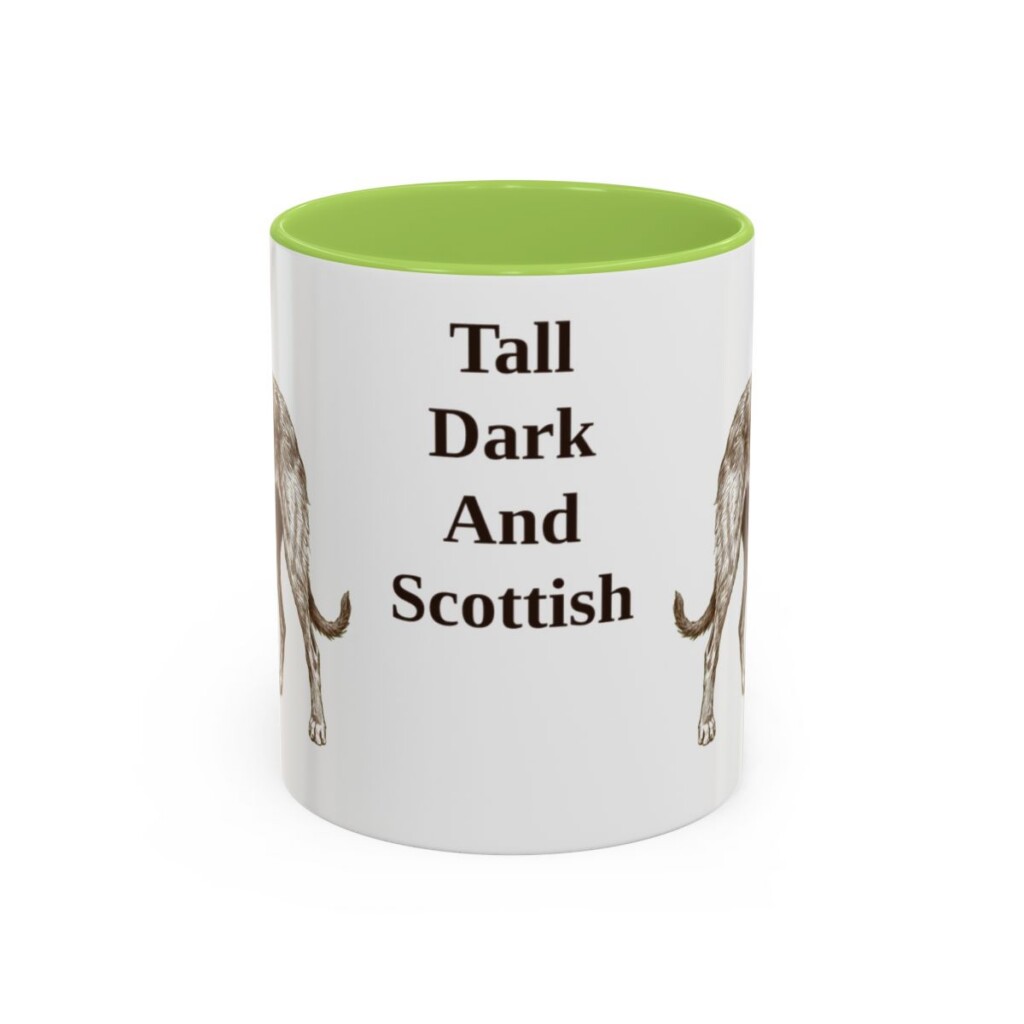 11oz-scottish-deerhound-mug-humor-light-green 11oz Funny Scottish Deerhound Mug, Light Green, front view