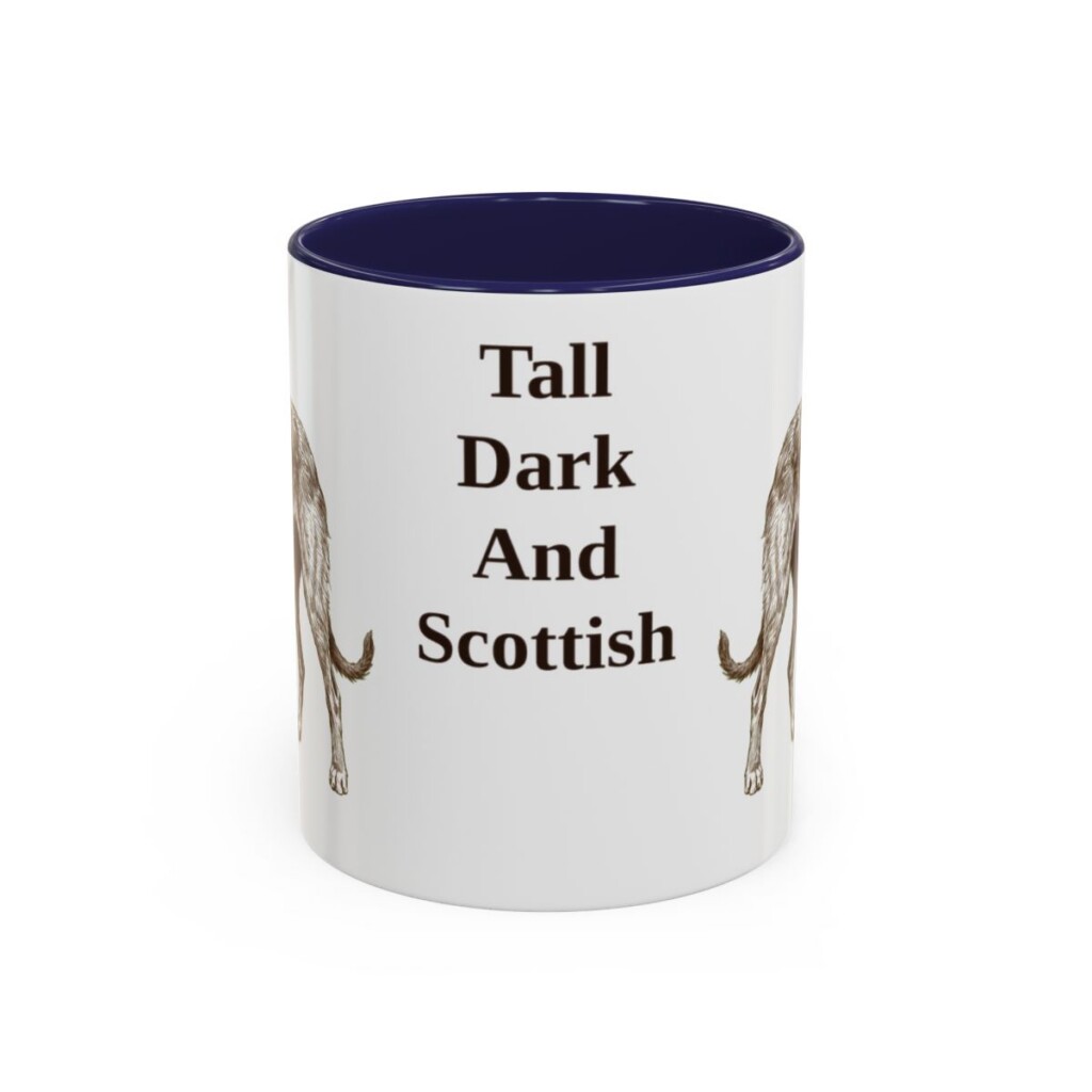 11oz-scottish-deerhound-mug-humor-navy 11oz Funny Scottish Deerhound Mug, Navy, front view