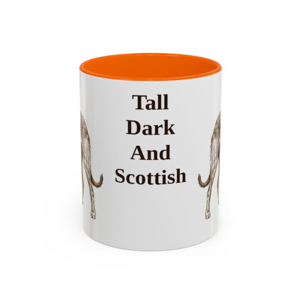 11oz-scottish-deerhound-mug-humor-orange 11oz Funny Scottish Deerhound Mug, Orange, front view