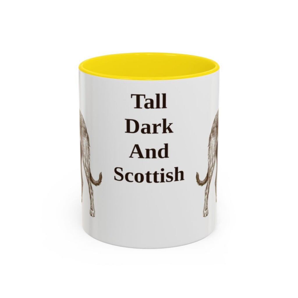 11oz-scottish-deerhound-mug-humor-yellow 11oz Funny Scottish Deerhound Mug, Yellow, front view