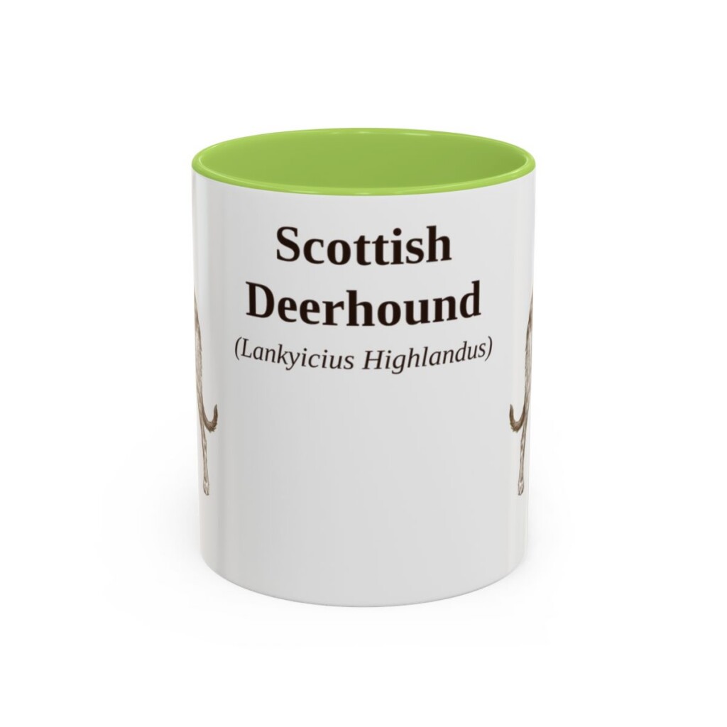 11oz-scottish-deerhound-mug-latin-light-green 11oz Scottish Deerhound Latin Mug, Light Green, front view
