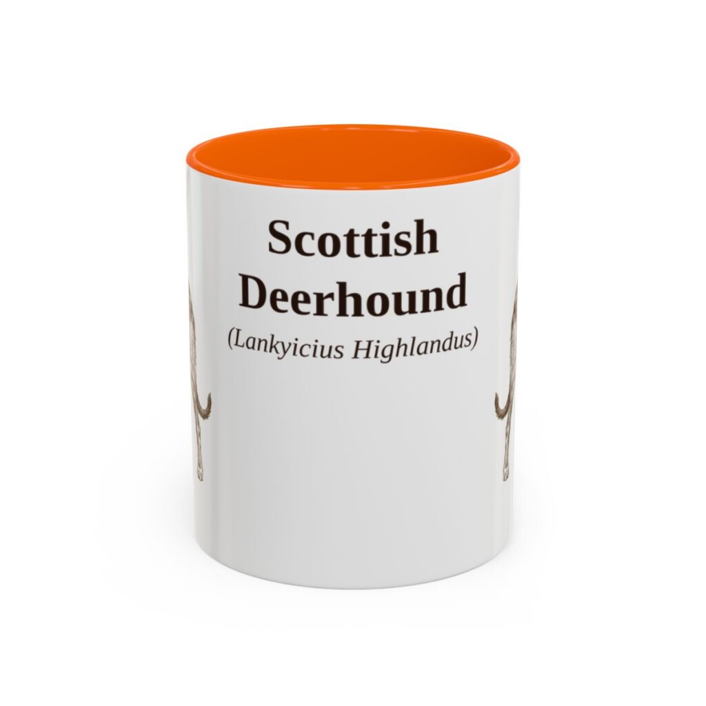 11oz-scottish-deerhound-mug-latin-orange 11oz Scottish Deerhound Latin Mug, Orange, front view