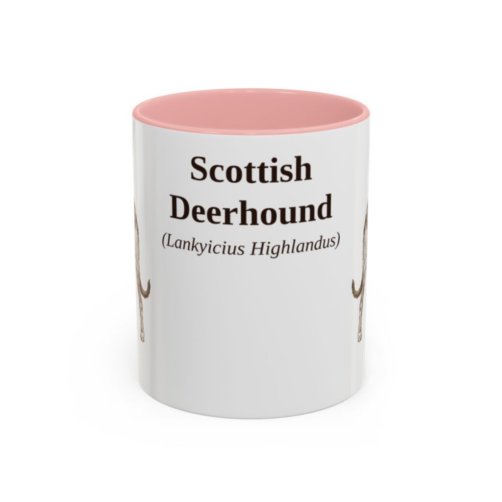 11oz-scottish-deerhound-mug-latin-pink 11oz Scottish Deerhound Latin Mug, Pink, front view