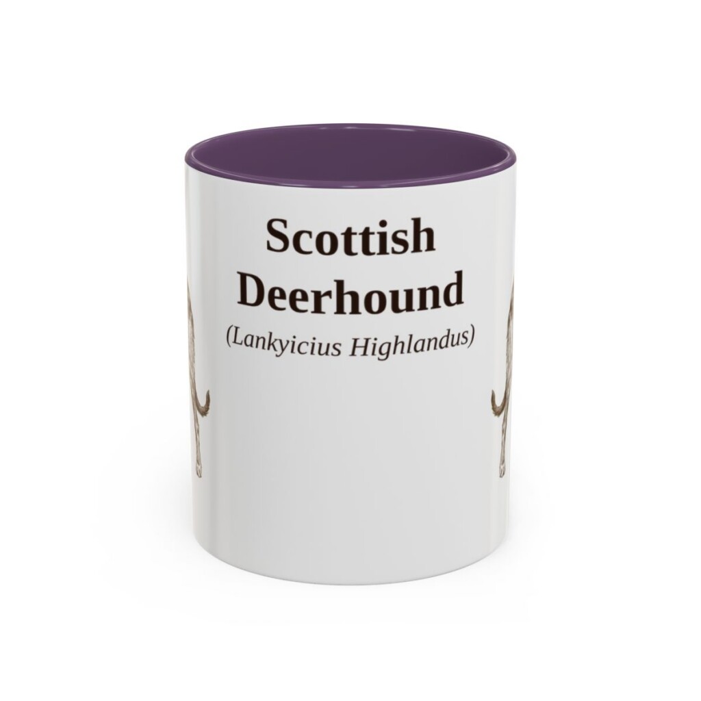 11oz-scottish-deerhound-mug-latin-purple 11oz Scottish Deerhound Latin Mug, Purple, front view