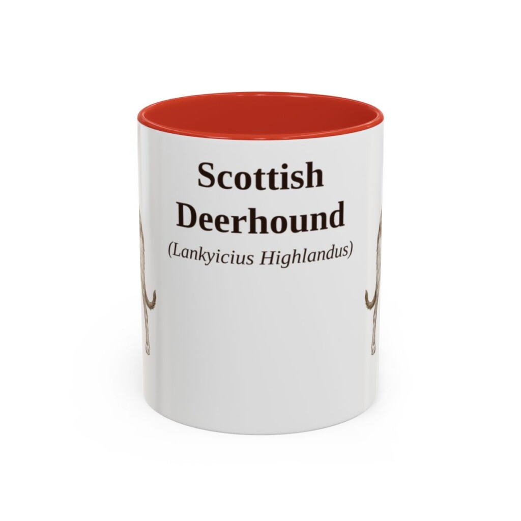 11oz-scottish-deerhound-mug-latin-red 11oz Scottish Deerhound Latin Mug, Red, front view