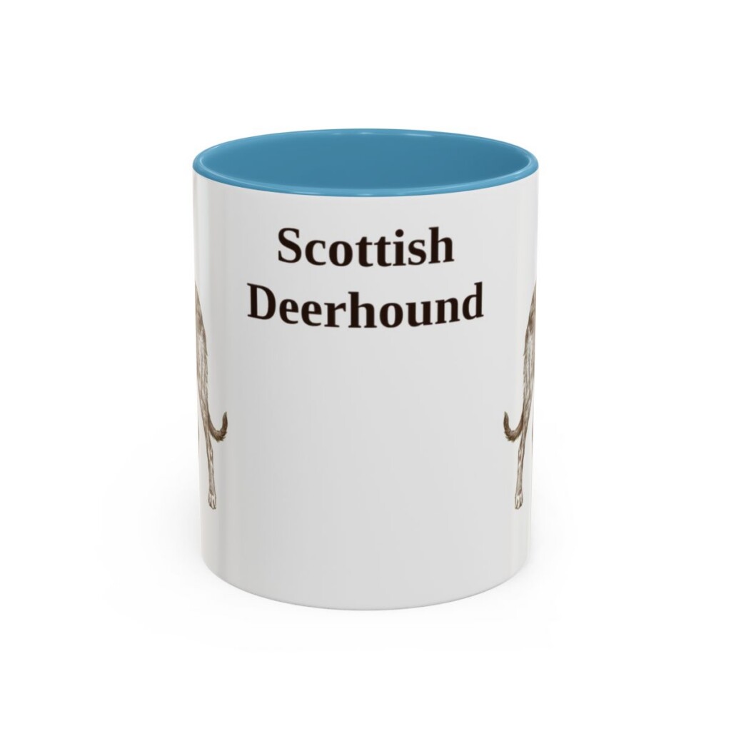 11oz Scottish Deerhound Mug, Light Blue, front view
