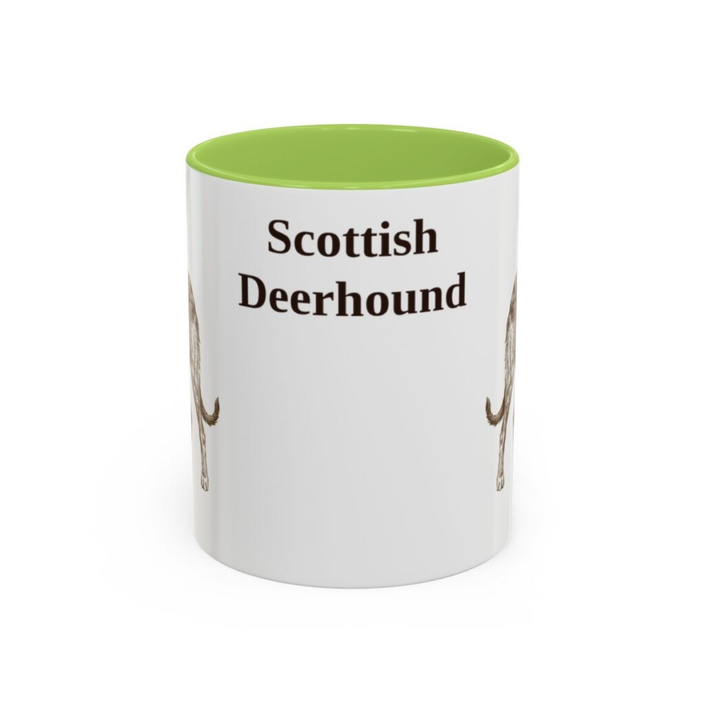 11oz Scottish Deerhound Mug, Light Green, front view