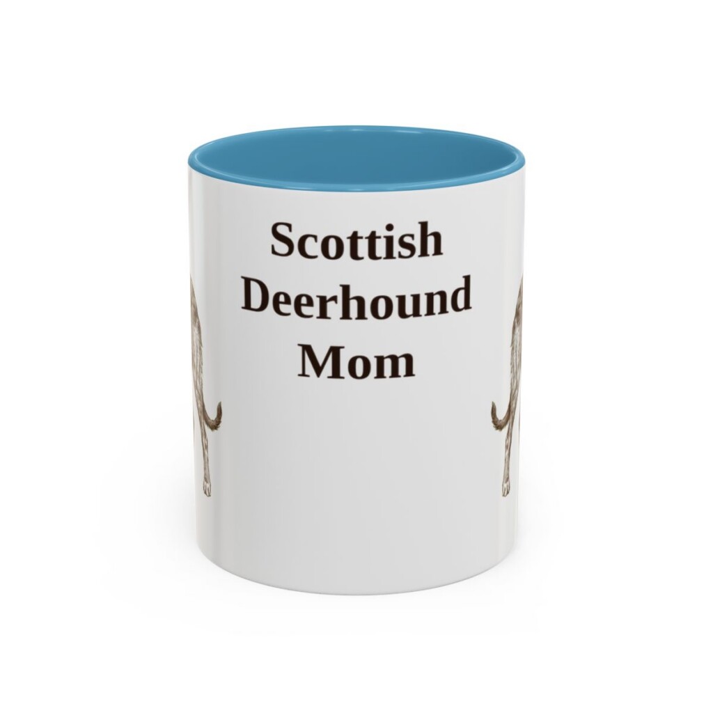 11oz Scottish Deerhound Dog Mom Mug, Light Blue, front view
