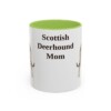 11oz Scottish Deerhound Dog Mom Mug, Light Green, front view