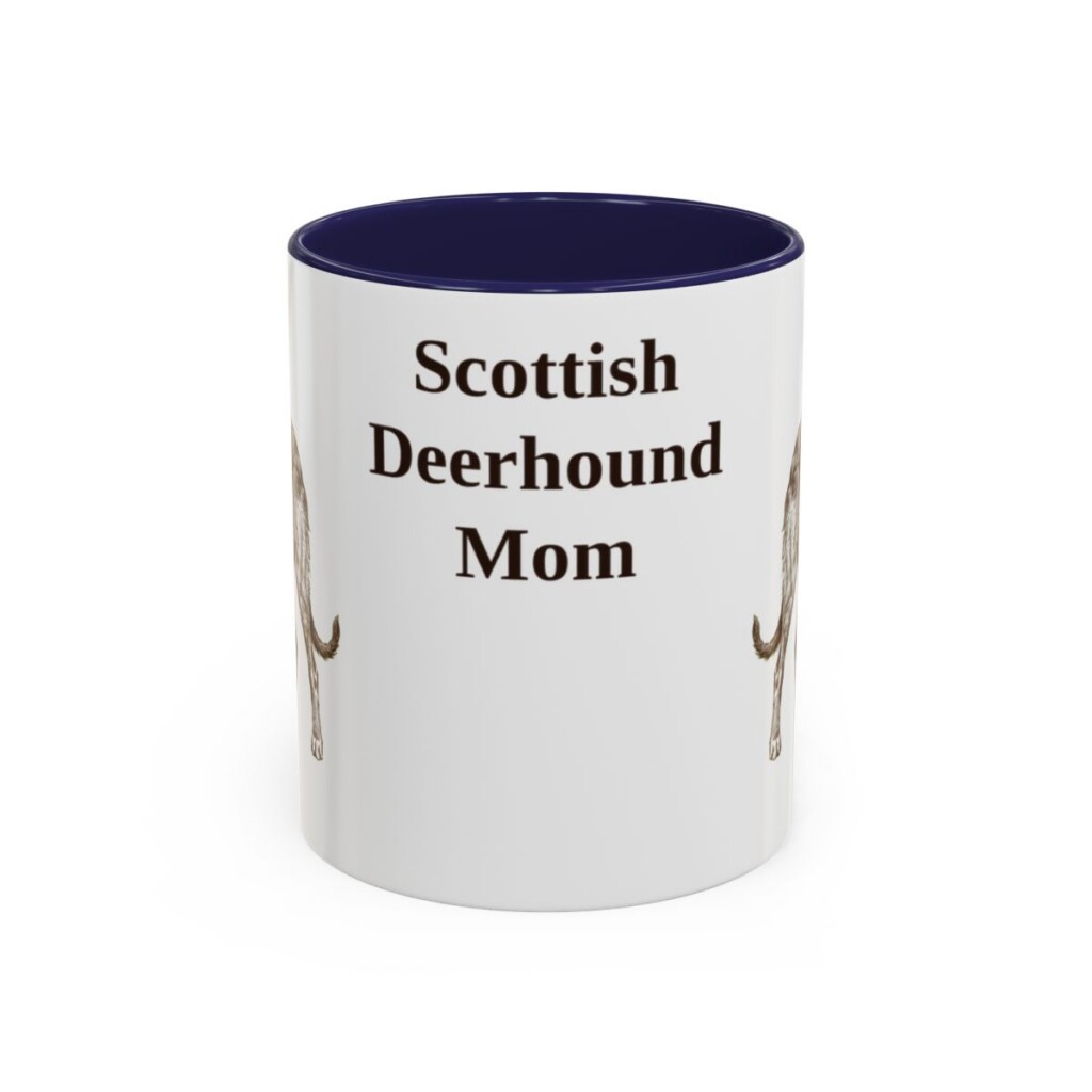 11oz Scottish Deerhound Dog Mom Mug, Navy, front view