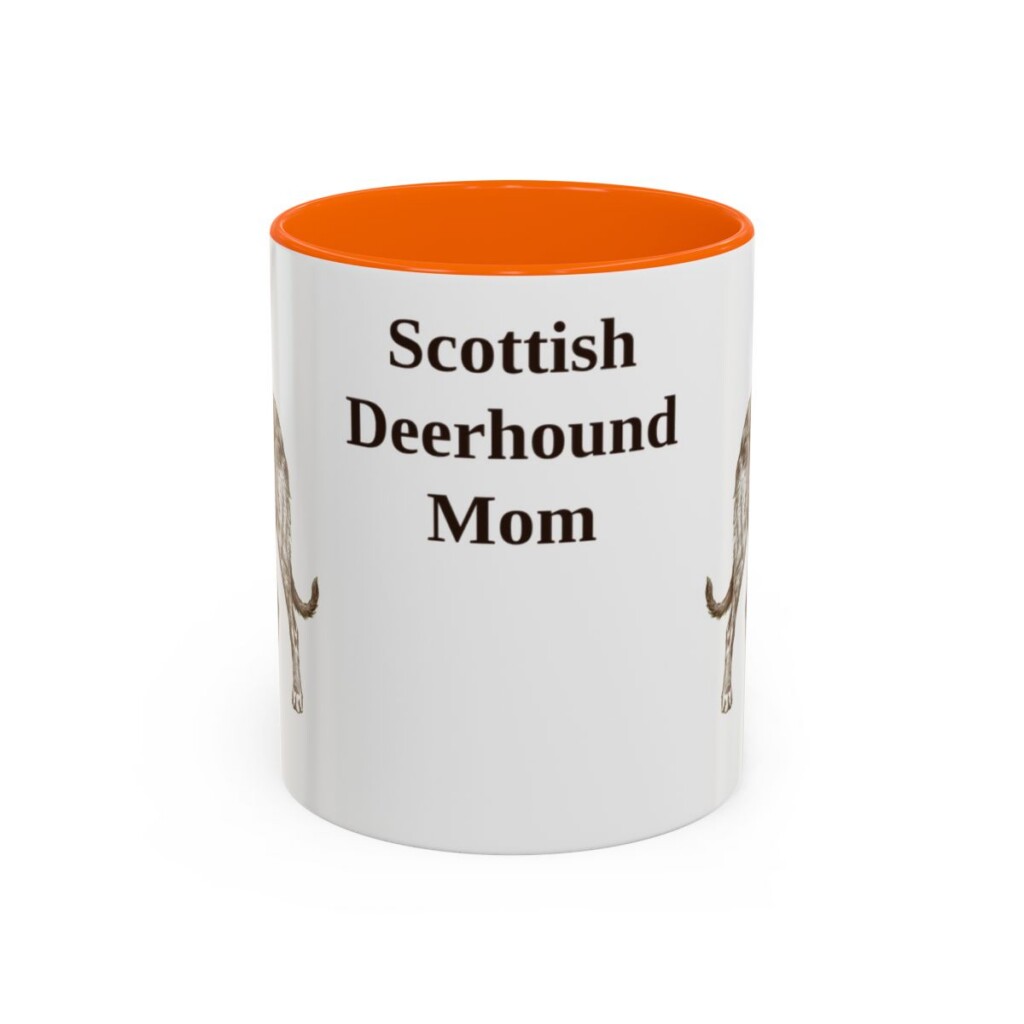 11oz Scottish Deerhound Dog Mom Mug, Orange, front view