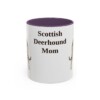 11oz Scottish Deerhound Dog Mom Mug, Purple, front view
