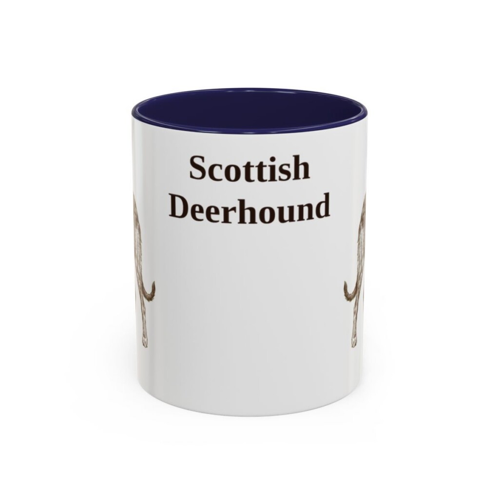 11oz Scottish Deerhound Mug, Navy, front view
