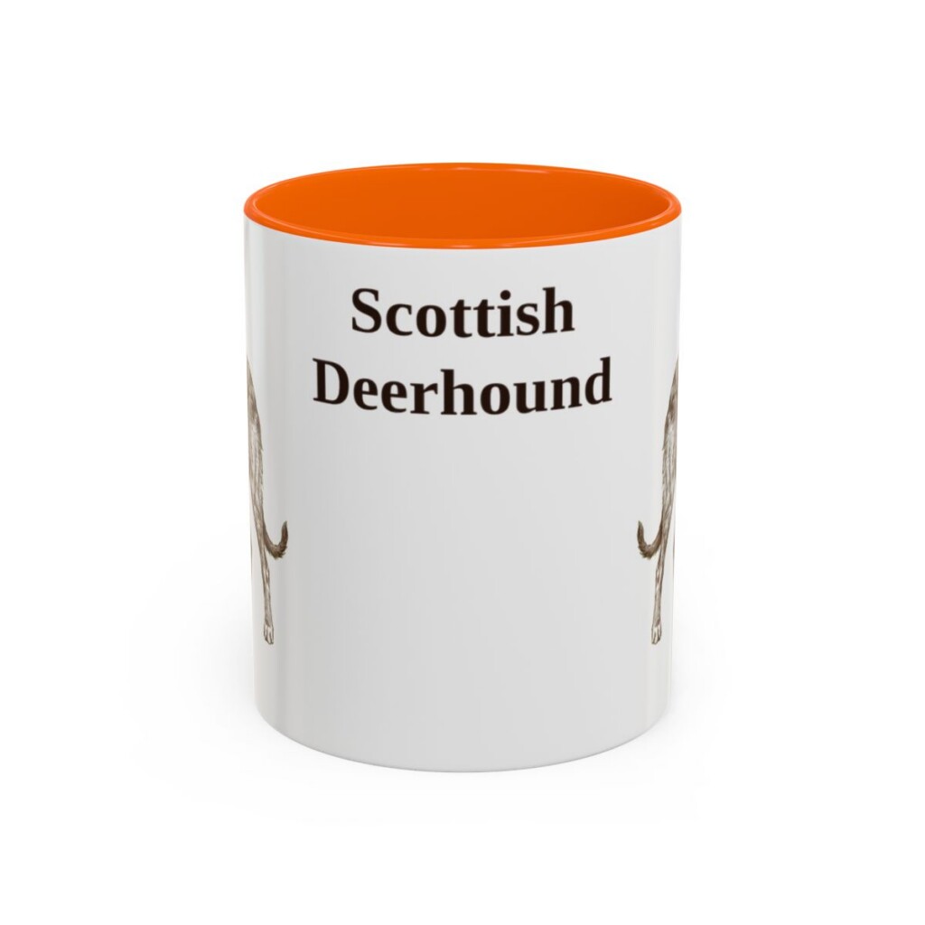 11oz Scottish Deerhound Mug, Orange, front view
