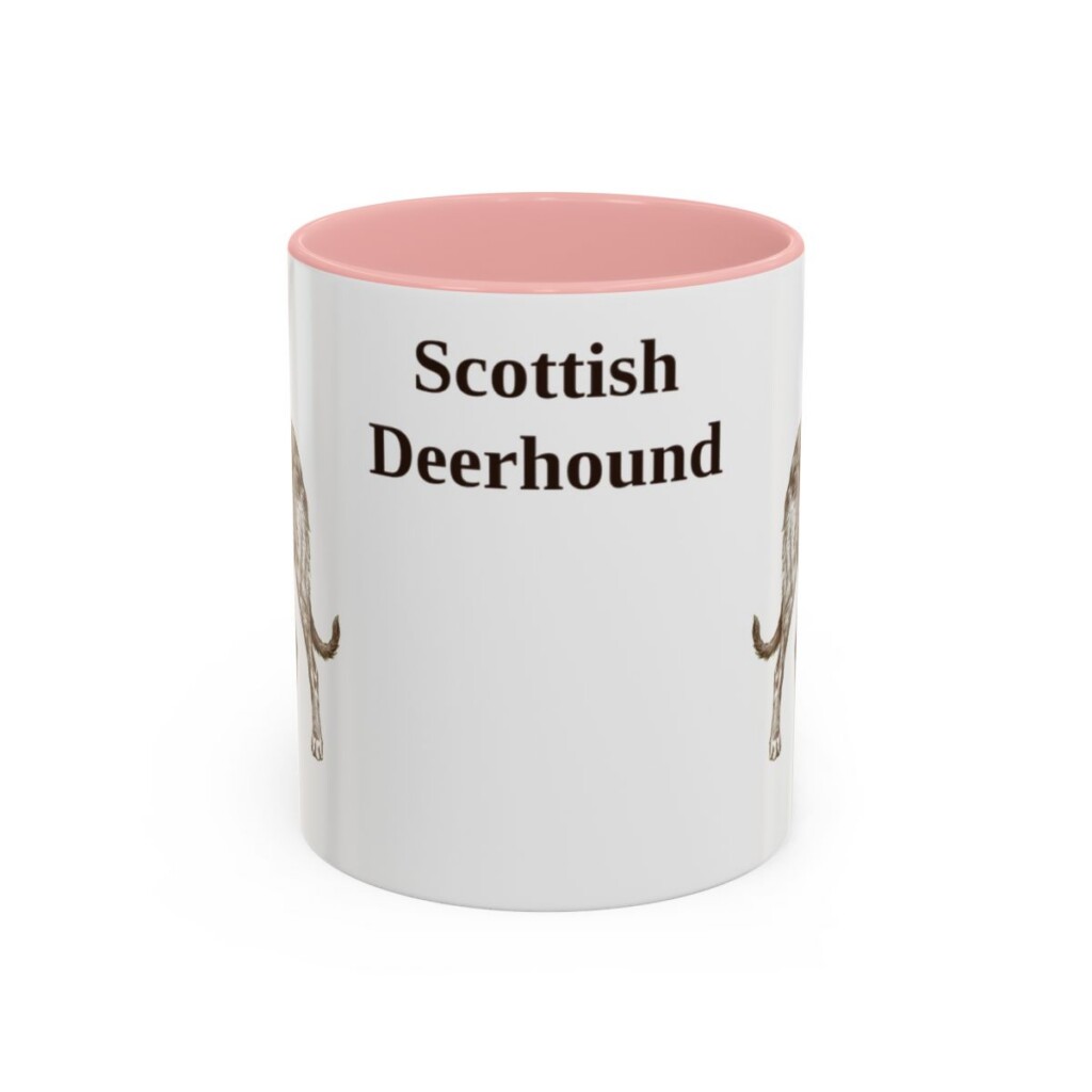 11oz Scottish Deerhound Mug, Pink, front view