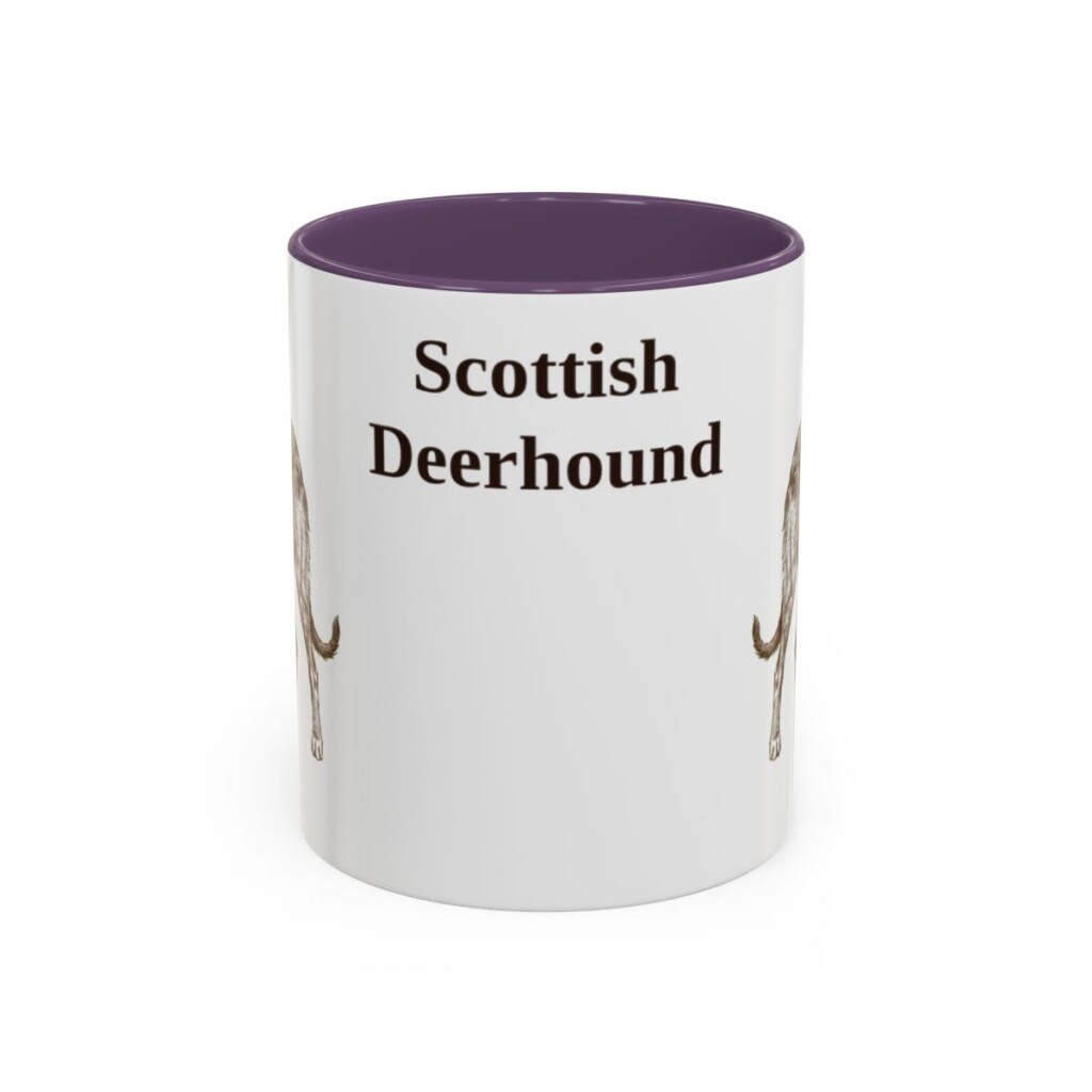 11oz Scottish Deerhound Mug, Purple, front view