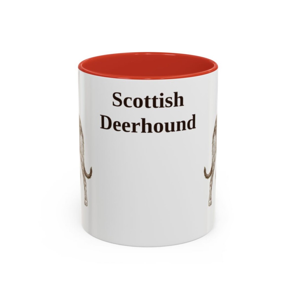 11oz Scottish Deerhound Mug, Red, front view