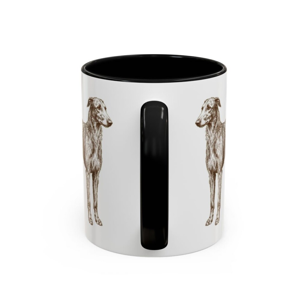 11oz Scottish Deerhound Mug, Black, back view