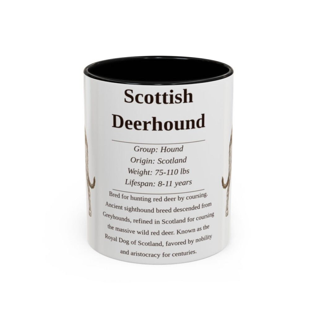 11oz Scottish Deerhound Mug, Black, front view