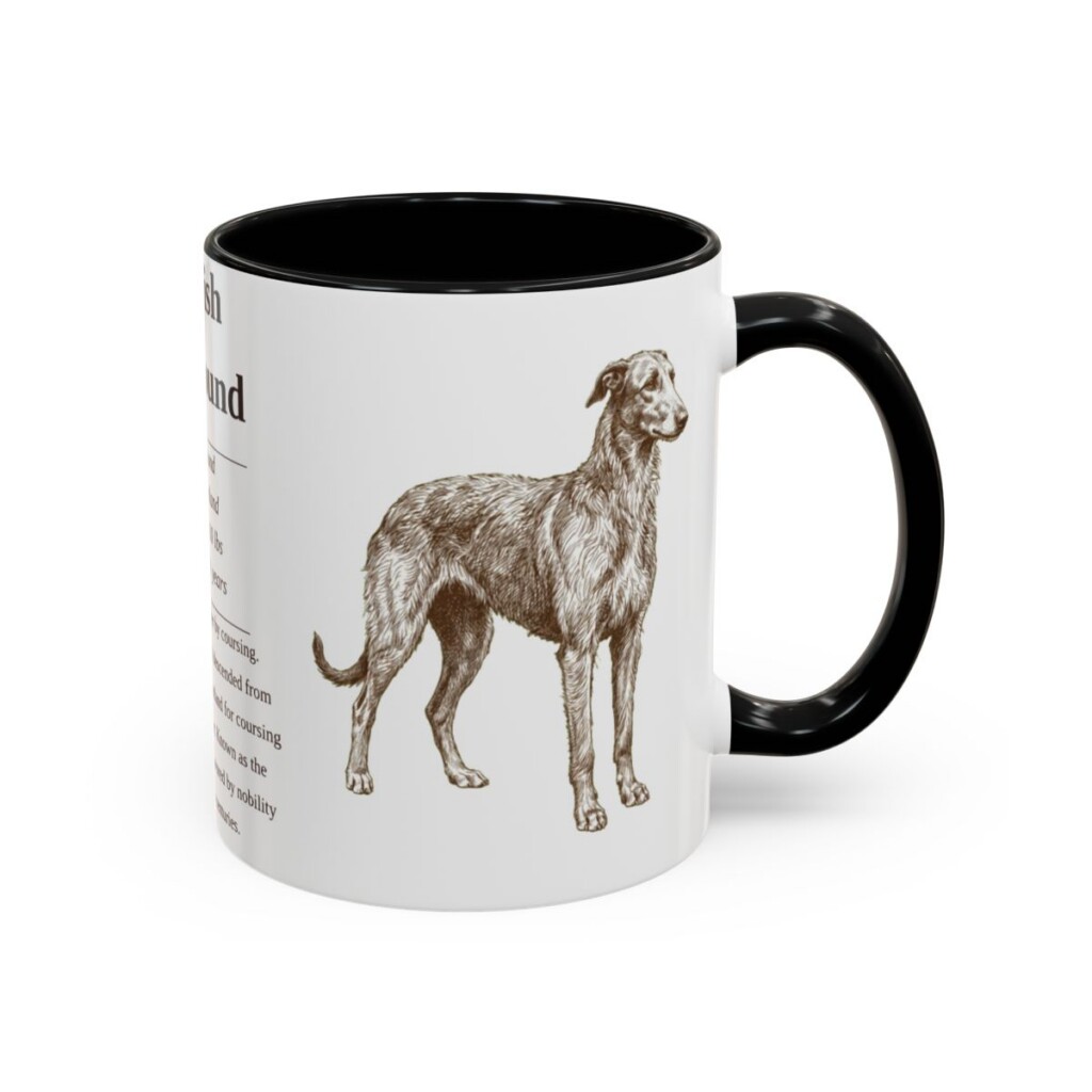 11oz Scottish Deerhound Mug, Black, right side view