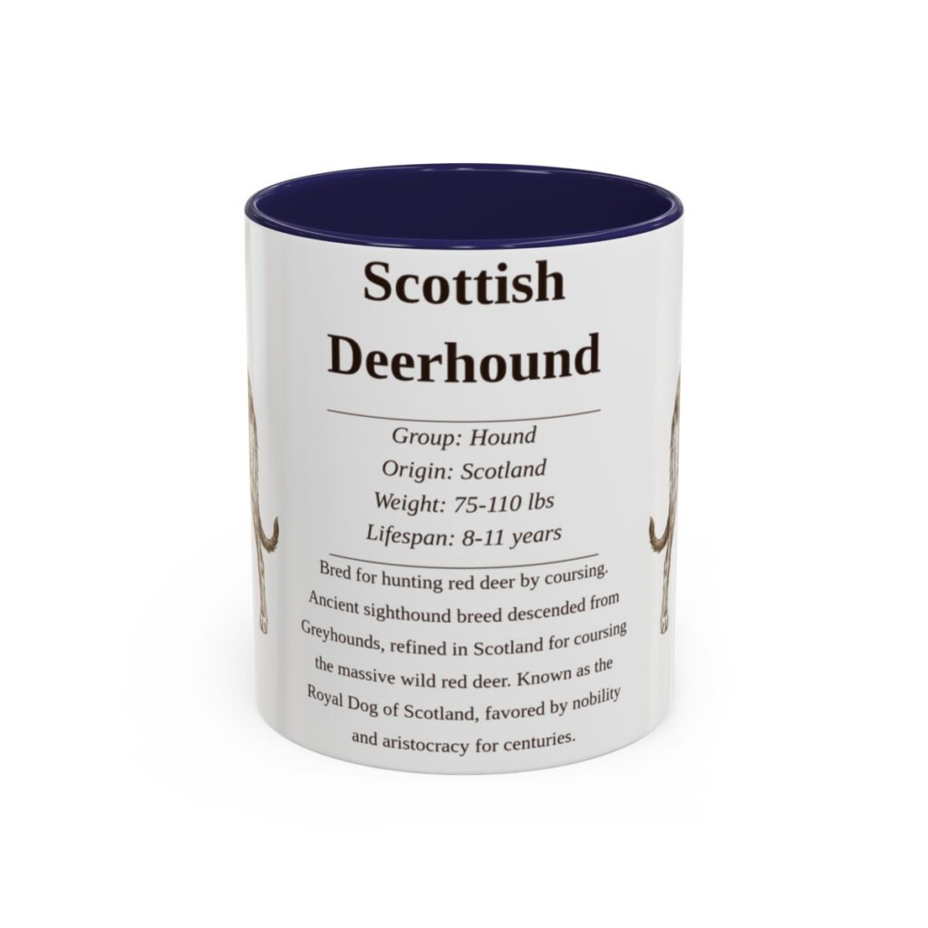 11oz Scottish Deerhound Mug, Navy, front view