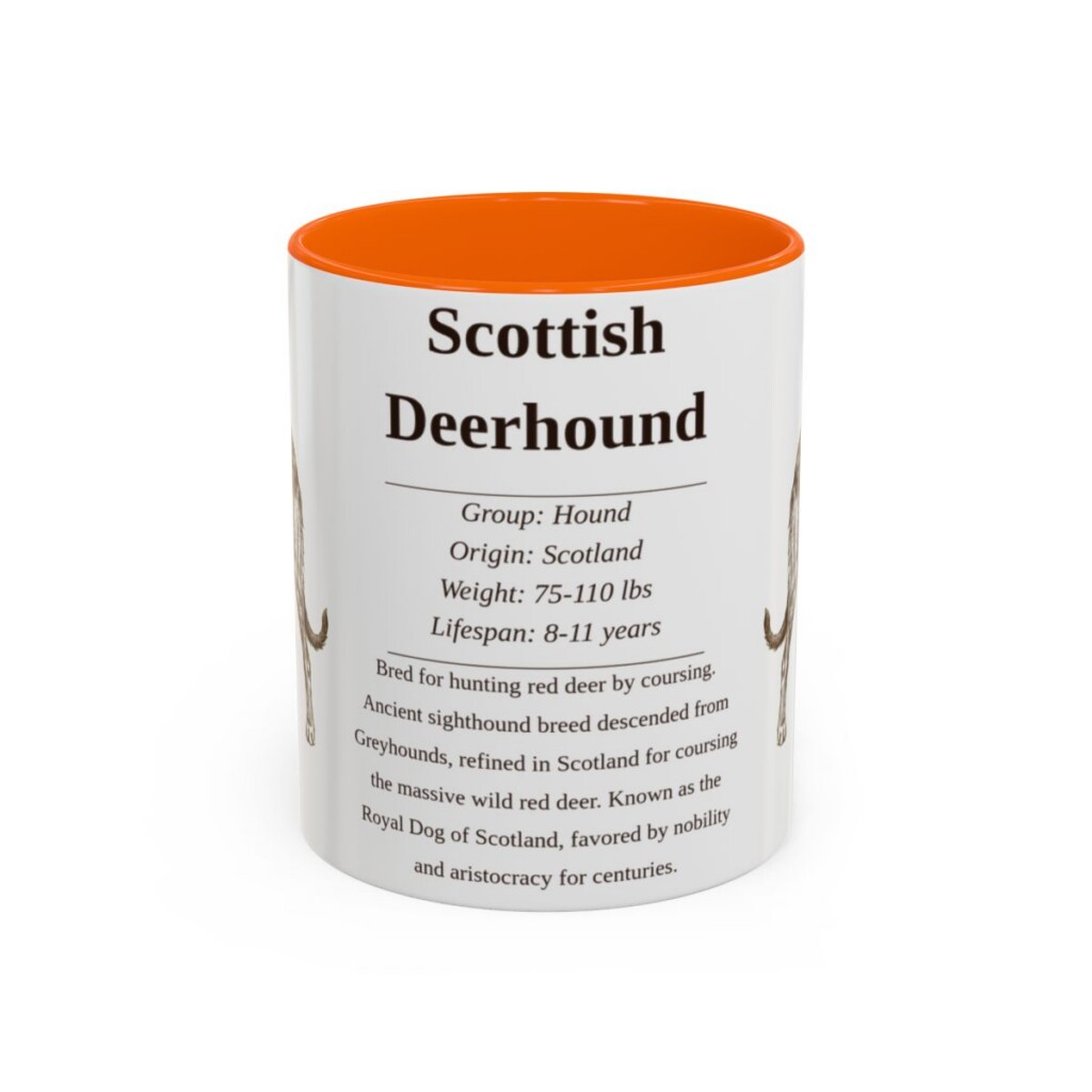 11oz Scottish Deerhound Mug, Orange, front view