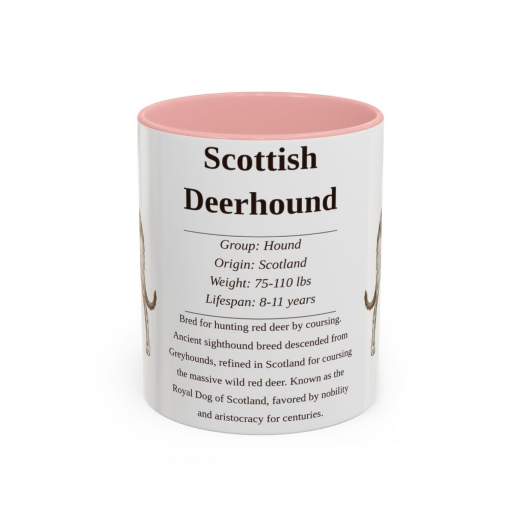 11oz Scottish Deerhound Mug, Pink, front view