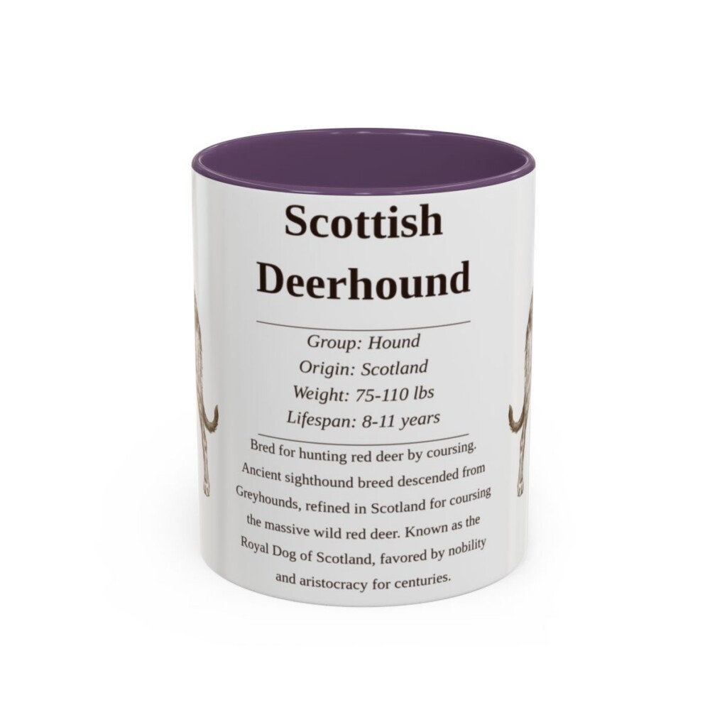 11oz Scottish Deerhound Mug, Purple, front view