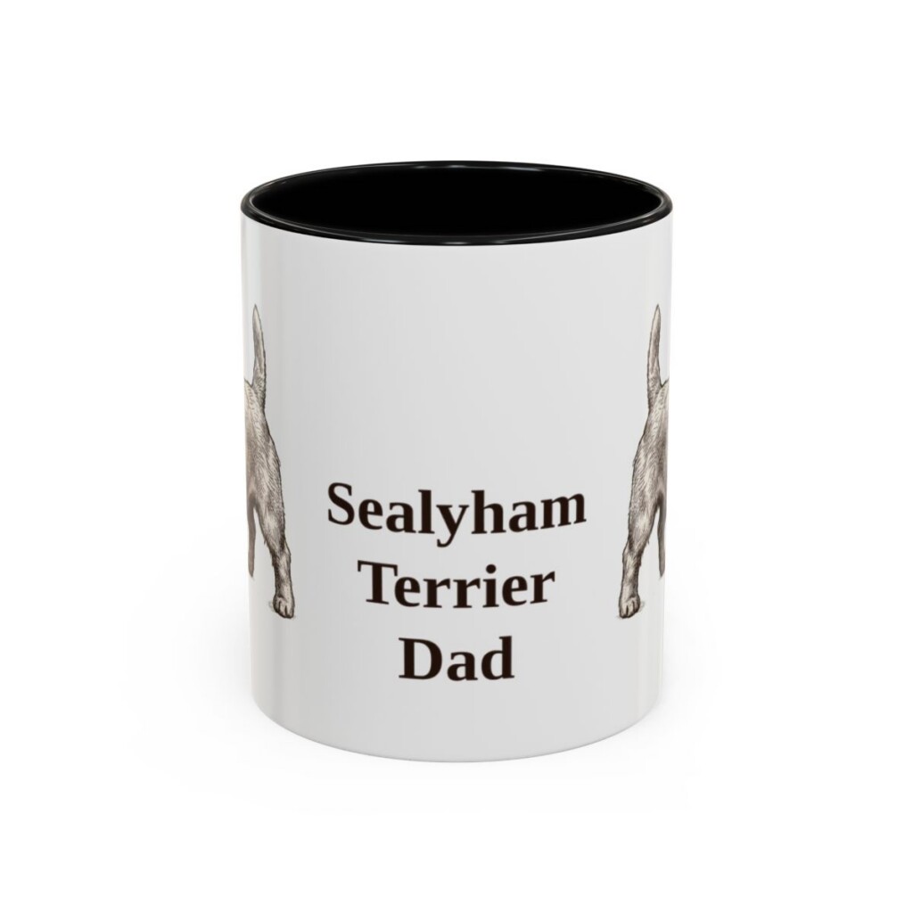 11oz Sealyham Terrier Dog Dad Mug, Black, front view