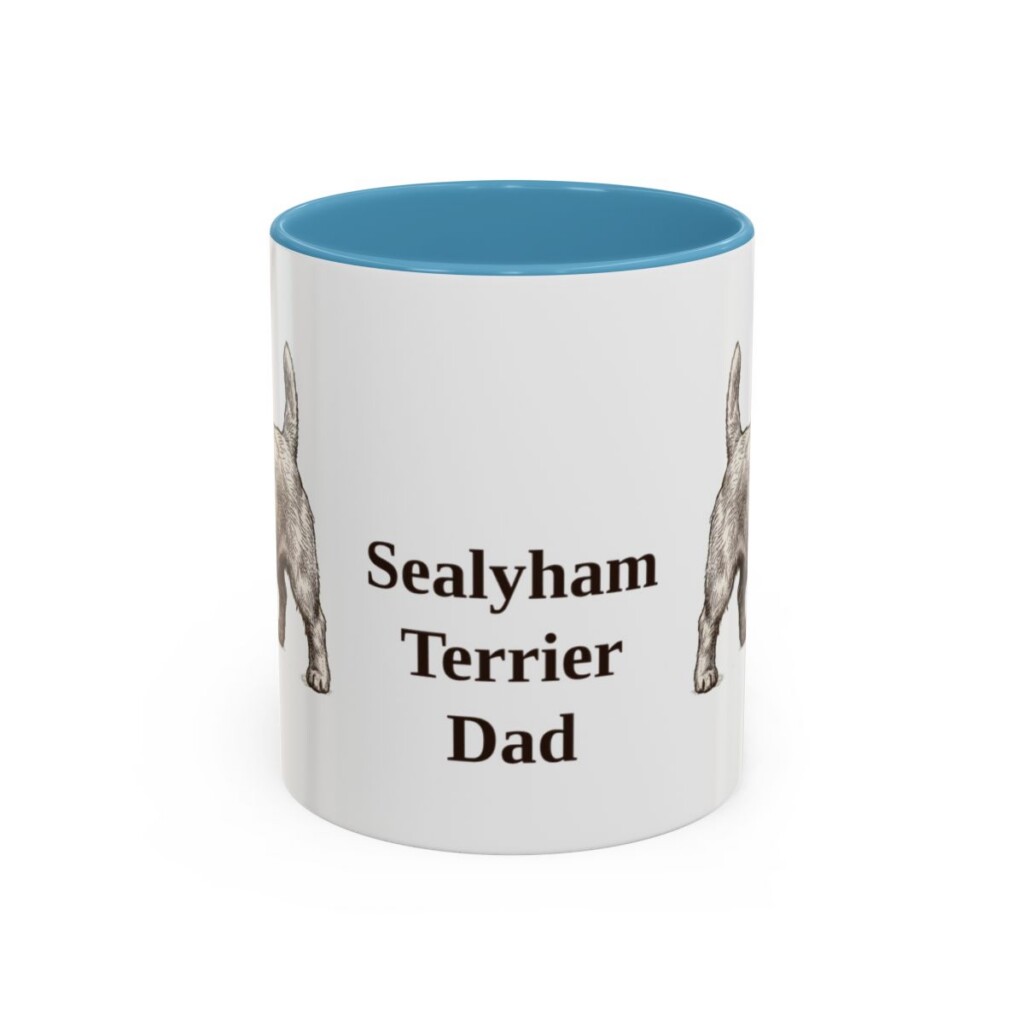 11oz Sealyham Terrier Dog Dad Mug, Light Blue, front view