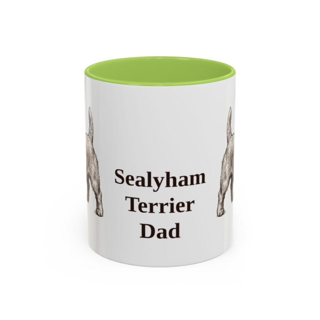 11oz Sealyham Terrier Dog Dad Mug, Light Green, front view