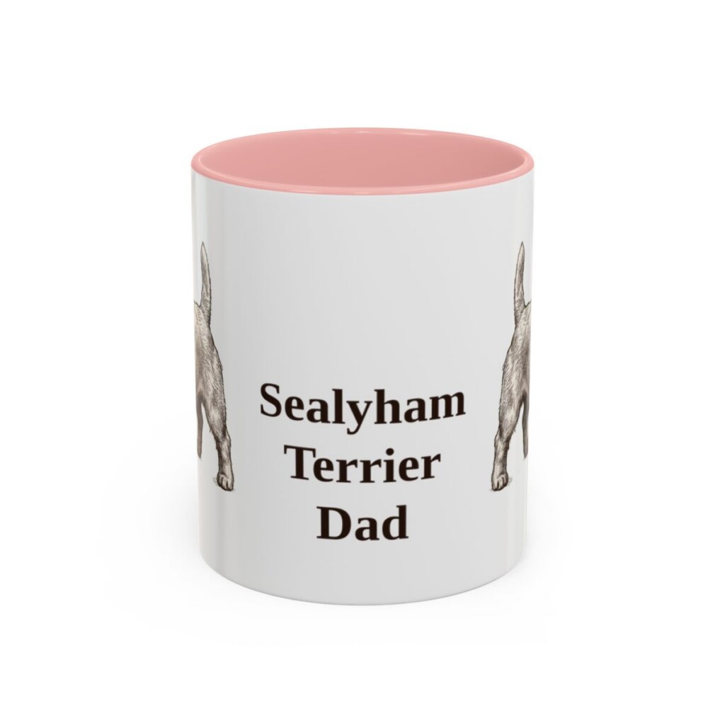 11oz Sealyham Terrier Dog Dad Mug, Pink, front view