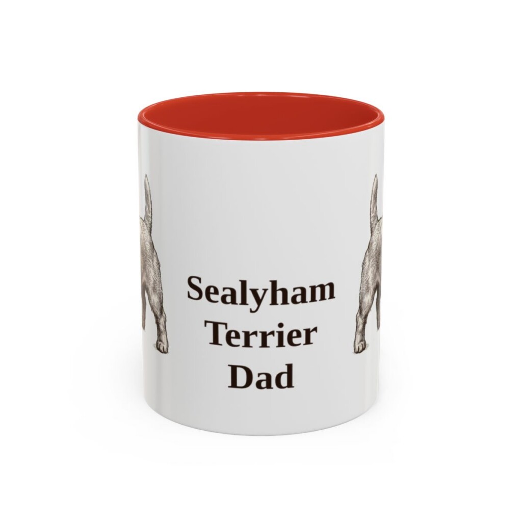 11oz Sealyham Terrier Dog Dad Mug, Red, front view